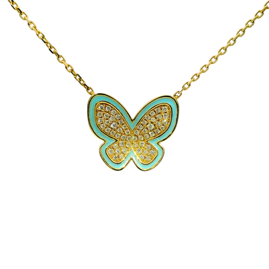 Studded Butterfly Pendant Necklace